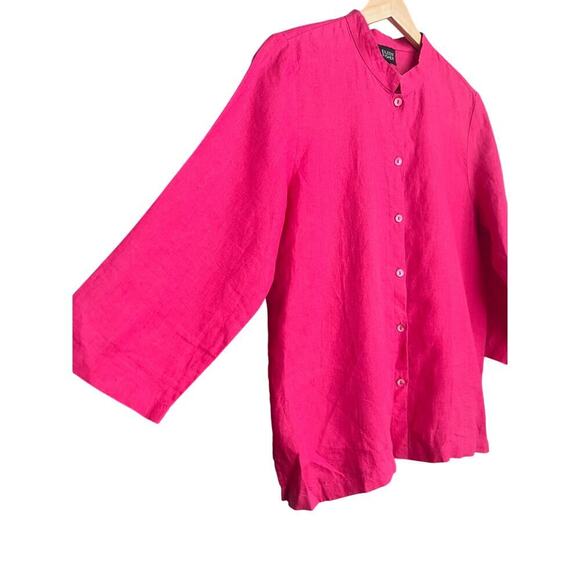 Eileen Fisher Pink Linen Button Down Top 100% Irish Linen - Picture 5 of 5